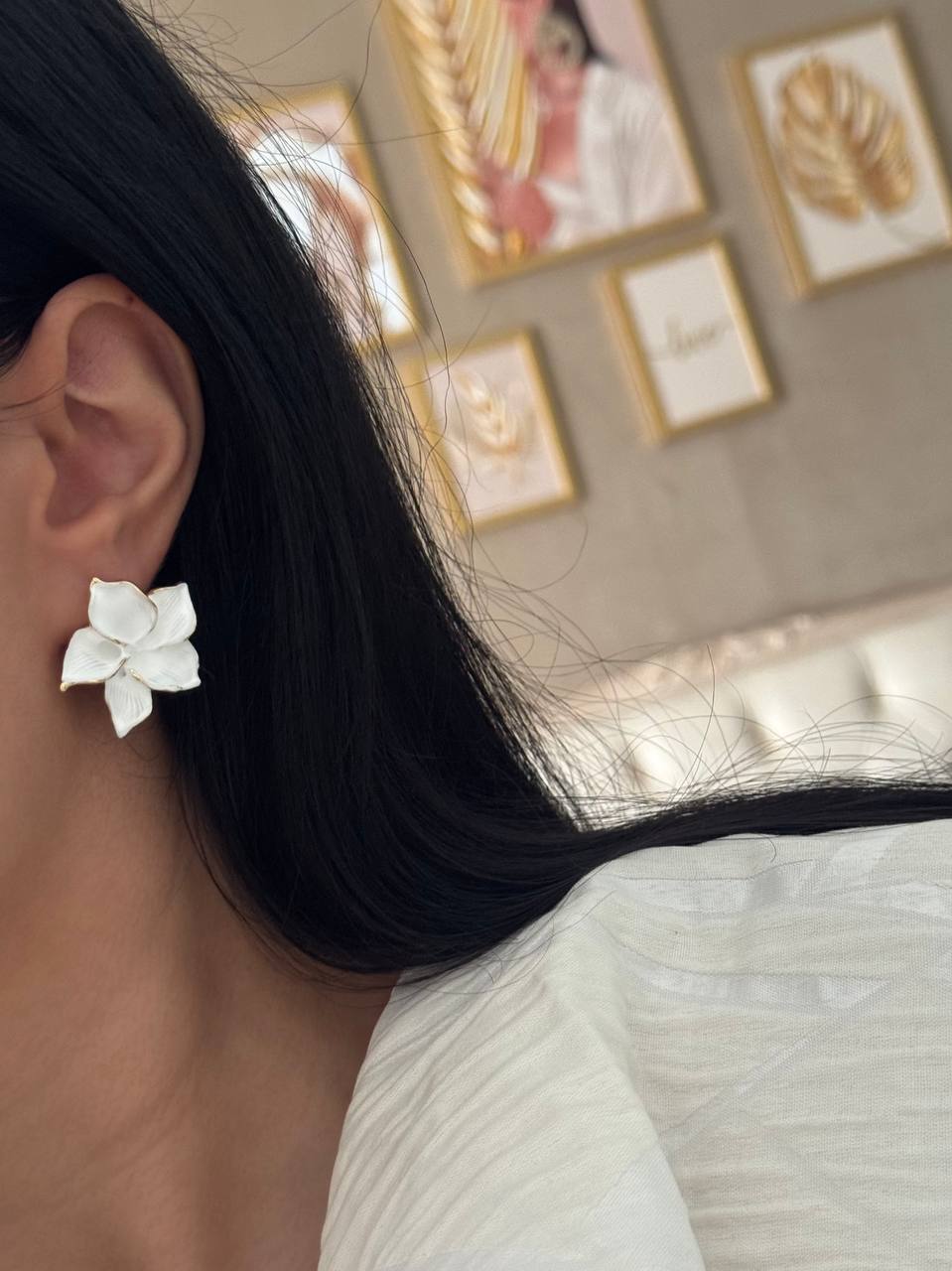 گوشواره میناکاری گل صدفی