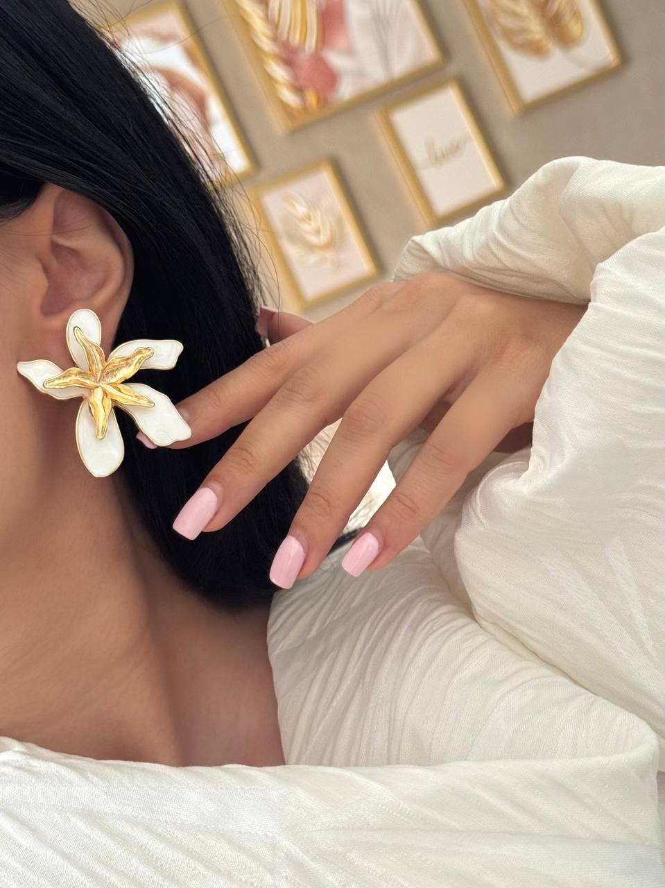 گوشواره میناکاری گل ۳